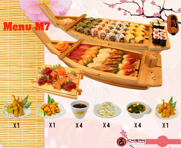 MENU M7 CLASSIQUE POUR 4 PERSONNES (97 PIÉCES + 18 FRITURES) ICHIBAN SUSHI EXPRESS 
