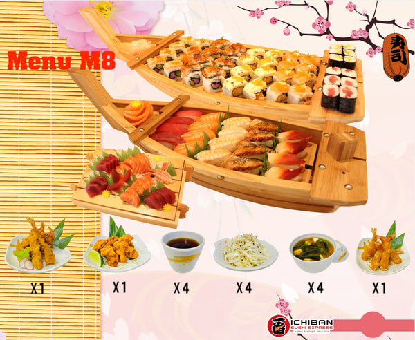 MENU M8 LUXURY POUR 4 PERSONNES (97 PIÈCES + 18 FRITURES) ICHIBAN SUSHI EXPRESS 