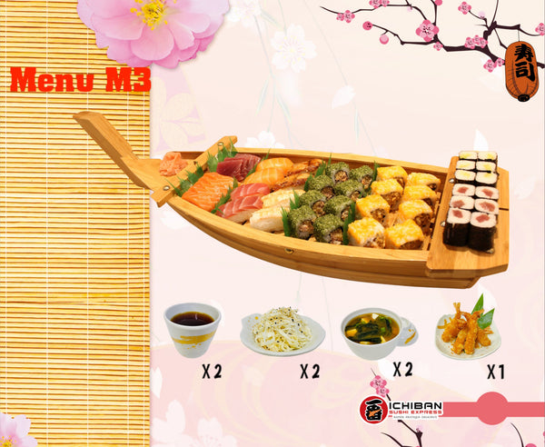 MENU M3 CLASSIQUE POUR 2 PERSONNES (44 PIECES + 5 FRITURES) ICHIBAN SUSHI EXPRESS 